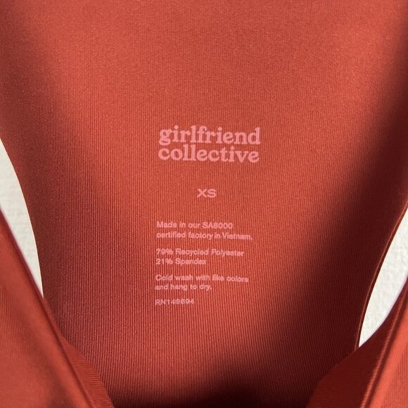 GIrlfriend Collective Dylan Tank Bra XS Women Wine Red Crop Sleeveless High Neck - Picture 3 of 6